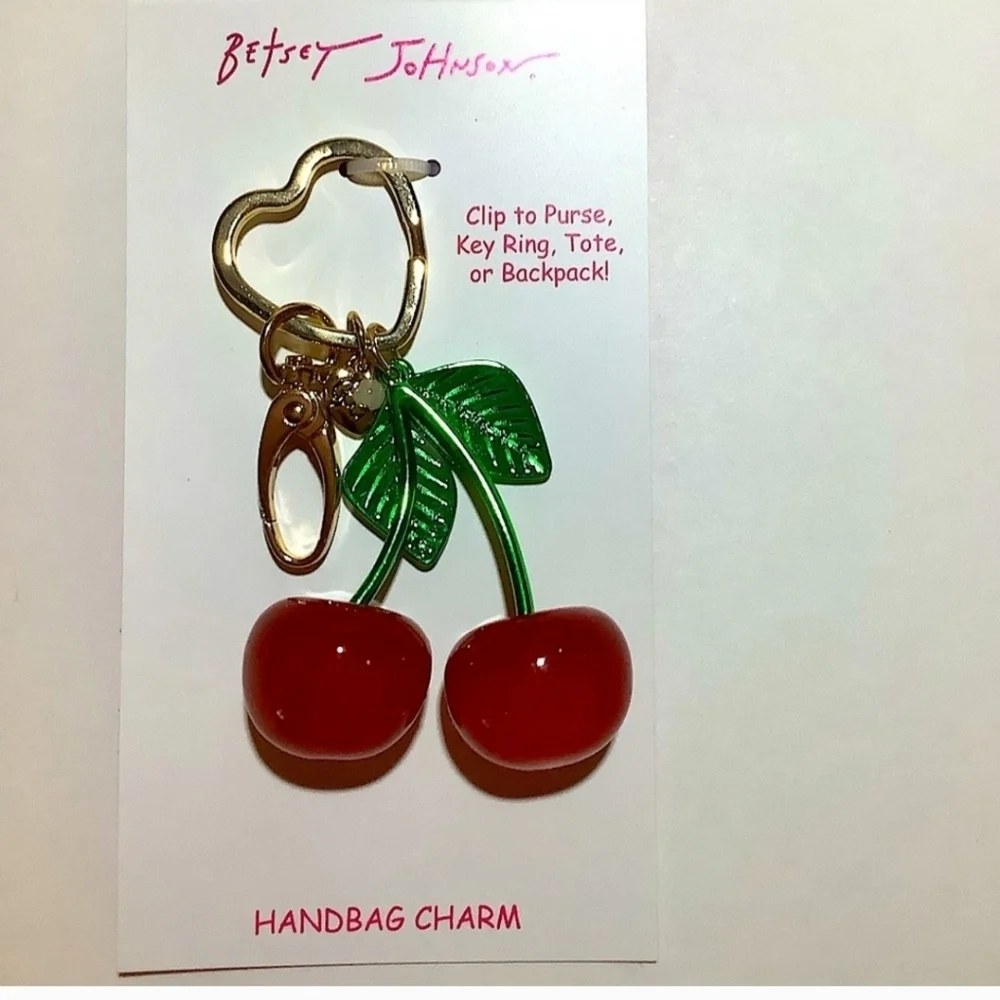 🍒▪️Betsey Johnson▪️ Cherry Handbag Charm Key Fob Or Keyring